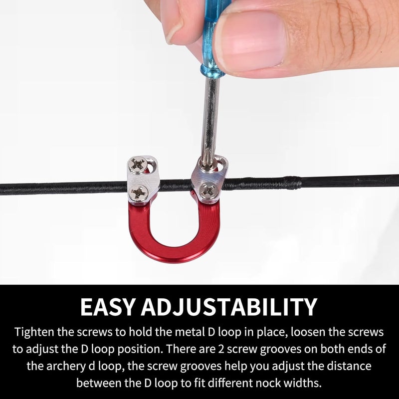 SP.G 2 Sets Archery D Loop, Archery Metal D Loop for Compound Bow Release Nocking Loop with Screwdrivers Mounted on Bowstring Screw Reinforcement Compound Bow Accessories Hunting - Image 4